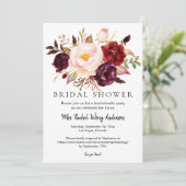 ブルゴーニュ赤面ピンクフローラブライダルシャワー写真 招待状 (スタンド正面)