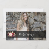 ブルゴーニュ赤面ピンクフローラブライダルシャワー写真 招待状 (裏面)