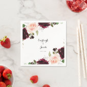 ブルゴーニュ赤面ピンクフローラユーカリ結婚ス スタンダードカクテルナプキン (インサイチュ)