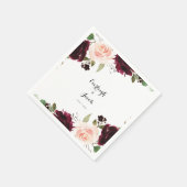 ブルゴーニュ赤面ピンクフローラユーカリ結婚ス スタンダードカクテルナプキン (角)