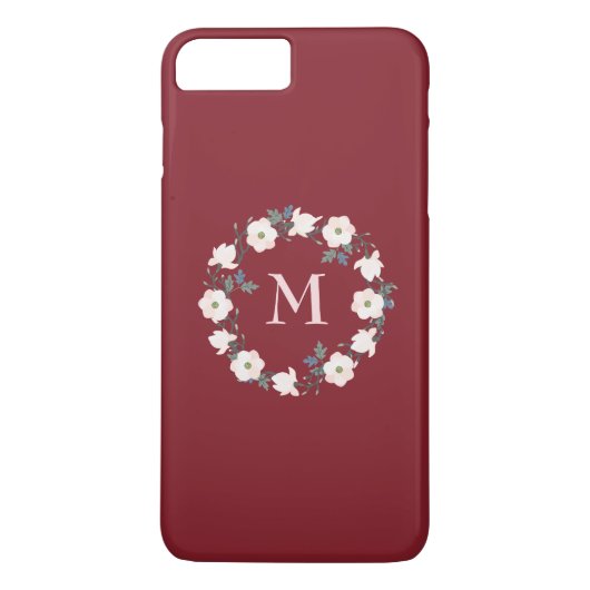 ブルゴーニュ赤面ピンクフローラリースモノグラム Case-Mate iPhoneケース (裏面)