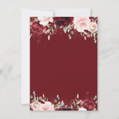 ブルゴーニュ赤面ピンクフローラレシピ花嫁カード サンキューカード (裏面)