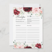 ブルゴーニュ赤面ピンクフローラレシピ花嫁カード サンキューカード (正面)