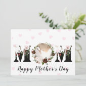 ブルゴーニュ赤面ピンクフローラ写真母の日のカード カード (スタンド正面)