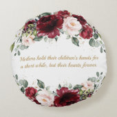 ブルゴーニュ赤面ピンクフローラ母ママ母の日 ラウンドクッション (裏面)