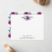 ブルゴーニュ赤面ピンクフローラ水彩画ガーリー素 ノートカード (正面/裏面インサイチュ)