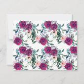 ブルゴーニュ赤面ピンクフローラ水彩画ガーリー素 ノートカード (裏面)