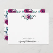 ブルゴーニュ赤面ピンクフローラ水彩画ガーリー素 ノートカード (正面/裏面)