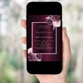 ブルゴーニュ赤面ピンクフローラ誕生日の招待 招待状