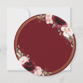 ブルゴーニュ赤面ピンクフローラ金ゴールドサーク結婚ス 招待状 (裏面)