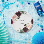 ブルゴーニュ赤面ピンクフローラ ペーパープレート (パーティー)