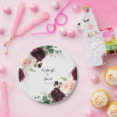 ブルゴーニュ赤面ピンクフローラ ペーパープレート (パーティー)