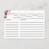 ブルゴーニュ赤面ピンクブライダルシャワーレシピカード エンクロージャーカード (正面)