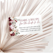 ブルゴーニュ赤面ピンクブライダルシャワーレシピ要求 エンクロージャーカード