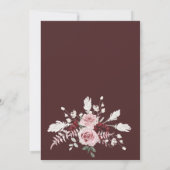 ブルゴーニュ赤面ピンクローズフローラブライダルシャワー 招待状 (裏面)