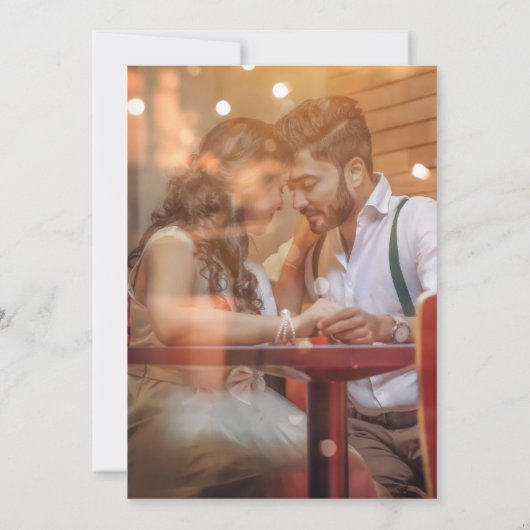 ブルゴーニュ赤面ピンクローズフローラ写真結婚の写真 招待状 (裏面)