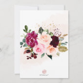 ブルゴーニュ赤面ピンクローズブライダルシャワー 招待状 (裏面)