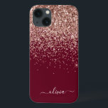 ブルゴーニュ赤面ピンクローズ金ゴールドグリッターモノグラムカス iPhone 13ケース<br><div class="desc">バラ金ゴールド-赤面ピンクとブルゴーニュフェイクスパークルと滴り落ちるグリッターブラシ付き金属モノグラムの名前とイニシャル電話。これは、最高の甘い16歳の誕生日、結婚ブライダルシャワー、記念日、赤ちゃんシャワーまたはバチェロレッテギフトを作る誰かがグラームの豪華さとシックなスタイルを愛する。</div>