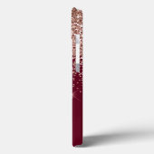 ブルゴーニュ赤面ピンクローズ金ゴールドグリッターモノグラムカス Case-Mate iPhoneケース (裏面 / 左)