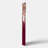 ブルゴーニュ赤面ピンクローズ金ゴールドグリッターモノグラムカス Case-Mate iPhoneケース (裏面 / 右)