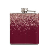 ブルゴーニュ赤面ピンクローズ金ゴールドグリッターモノグラム フラスク (裏面)