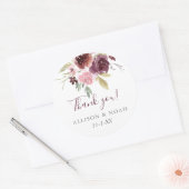 ブルゴーニュ赤面ピンク素朴フローラ結婚式の引き出物 ラウンドシール (封筒)