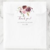 ブルゴーニュ赤面ピンク素朴フローラ結婚式の引き出物 ラウンドシール (バッグ)