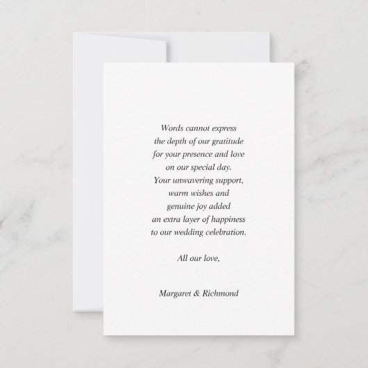 ブルゴーニュ赤面ピンク結婚フローラのサンキューカード サンキューカード (裏面)