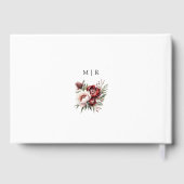 ブルゴーニュ赤面ピンク結婚フローラズゲストブック ゲストブック (裏面)