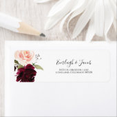 ブルゴーニュ赤面ピンク結婚フローラ差出人住所 ラベル (インサイチュ)