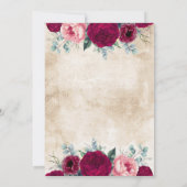 ブルゴーニュ赤面ピンク金ゴールドフローラジオメト結婚リ 招待状 (裏面)