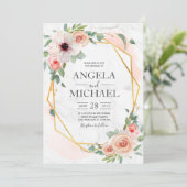 ブルゴーニュ赤面ピンク金ゴールドフローラ 招待状 (スタンド正面)