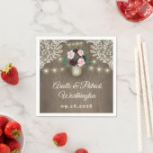 ブルゴーニュ赤面ピンク金ゴールドメイスンジャールヴィンテージウェディング スタンダードカクテルナプキン (インサイチュ)