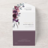 ブルゴーニュ赤面ピーチグリーングレーフローラリース オールインワン招待状 (外側)