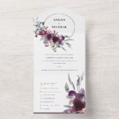 ブルゴーニュ赤面ピーチグリーングレーフローラリース オールインワン招待状 (内側)