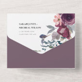 ブルゴーニュ赤面ピーチグリーングレーフローラリース オールインワン招待状 (裏面)