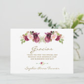 ブルゴーニュ赤面フラワーグラシアスペインのスベイビーシャワー サンキューカード (スタンド正面)