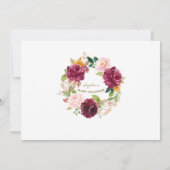 ブルゴーニュ赤面フラワーグラシアスペインのスベイビーシャワー サンキューカード (裏面)