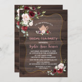 ブルゴーニュ赤面フラワーズウッドブライダルティーパーティー 招待状 (正面/裏面)