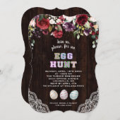 ブルゴーニュ赤面フラワーズレース卵狩りイースター 招待状 (正面/裏面)