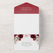 ブルゴーニュ赤面フローラと金ゴールド幾何結婚物 オールインワン招待状 (外側)