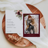 ブルゴーニュ赤面フローラウィンターウェディング招待状 招待状