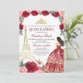 ブルゴーニュ赤面フローラキンセアニェラ招待状レッド 招待状 (スタンド正面)