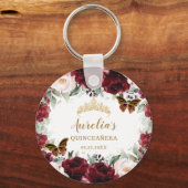 ブルゴーニュ赤面フローラキンセアニラクラウンバタフライ キーホルダー (正面)