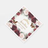 ブルゴーニュ赤面フローラキンセアニラクラウンバタフライ スタンダードランチョンナプキン (角)