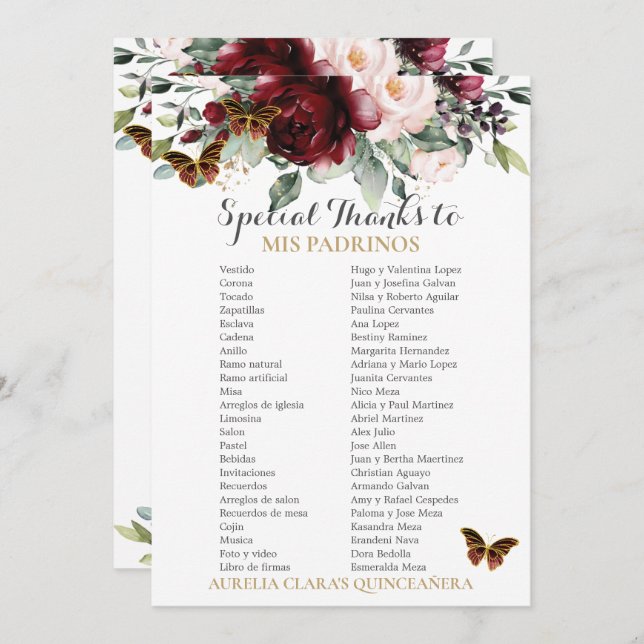 ブルゴーニュ赤面フローラキンセアニラパドリノスカード (正面/裏面)