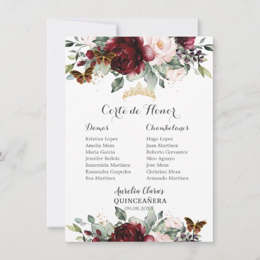 ブルゴーニュ赤面フローラキンセアニラパドリノスカード 招待状 (裏面)