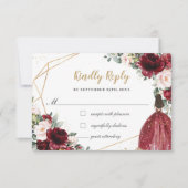 ブルゴーニュ赤面フローラキンセアニラプリンセス返信 出欠カード (正面)
