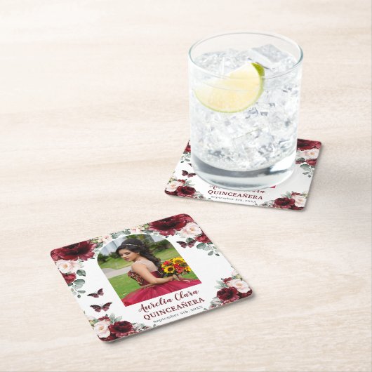 ブルゴーニュ赤面フローラキンチェニェラ写真記念 スクエアペーパーコースター (インサイチュ)