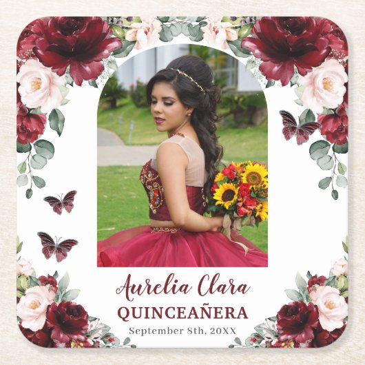 ブルゴーニュ赤面フローラキンチェニェラ写真記念 スクエアペーパーコースター (正面)